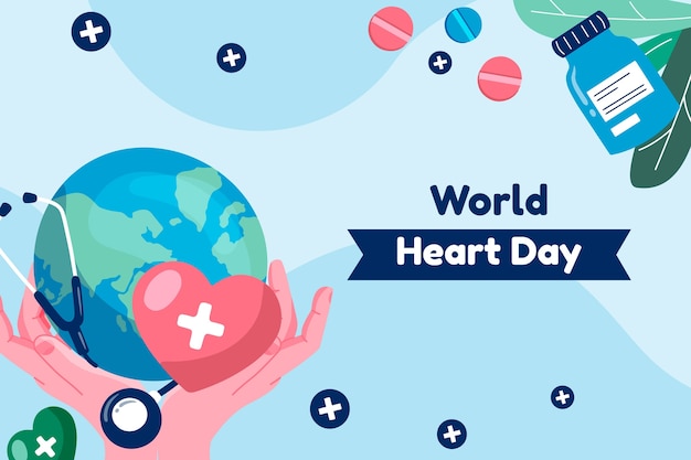 Flat background for world heart day awareness