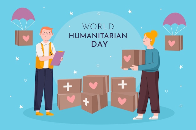 Flat background for world humanitarian day celebration