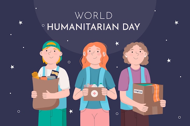 Flat background for world humanitarian day celebration