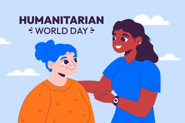 Flat background for world humanitarian day