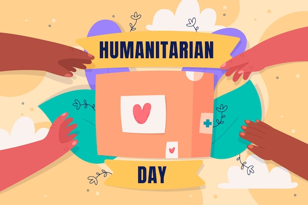 Flat background for world humanitarian day