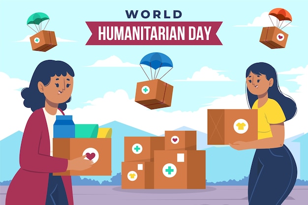 Flat background for world humanitarian day