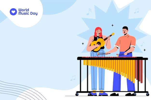 Free Vector flat background for world music day celebration