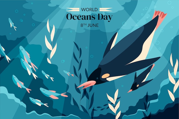 Free Vector flat background for world oceans day celebration