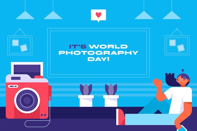 Free Vector flat background for world photography day celebration