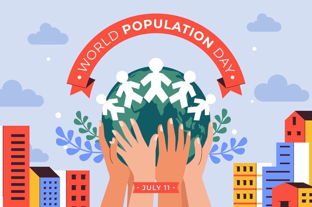 Flat background for world population day