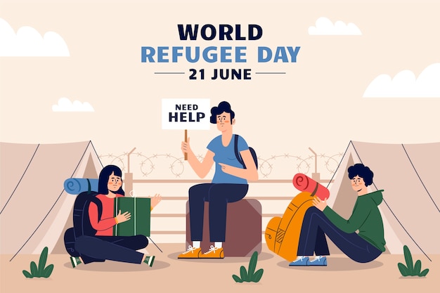 Free Vector flat background for world refugee day