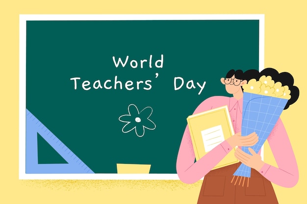 Free Vector flat background for world teacher's day celebration