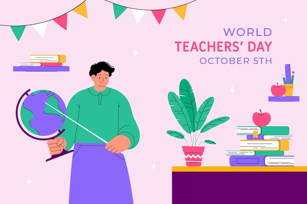 Free Vector flat background for world teachers day