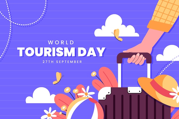 Flat background for world tourism day celebration