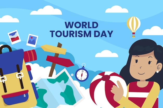 Flat background for world tourism day celebration