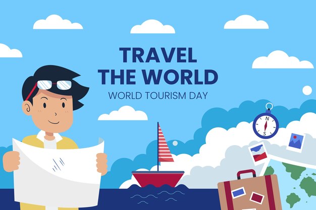 Flat background for world tourism day celebration