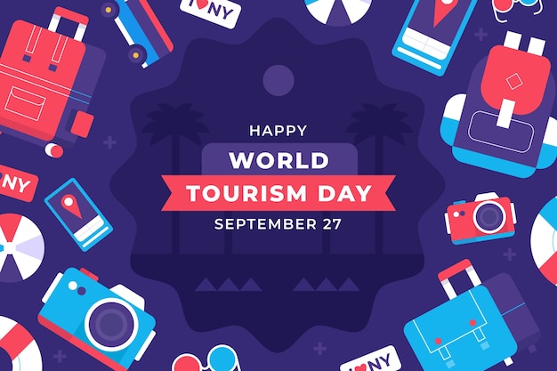 Flat background for world tourism day celebration