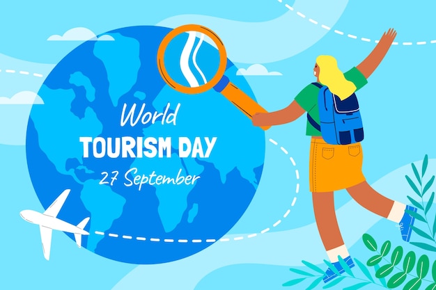 Flat background for world tourism day celebration