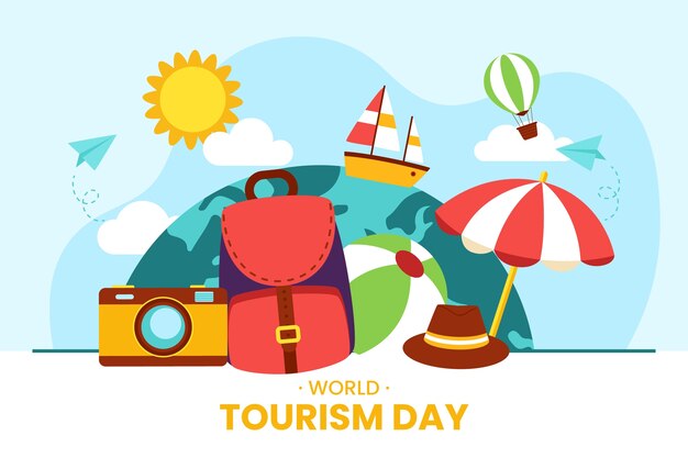 Flat background for world tourism day celebration