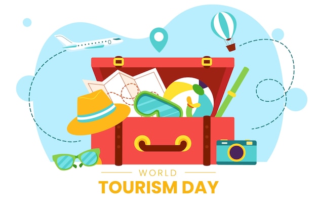 Free Vector flat background for world tourism day celebration