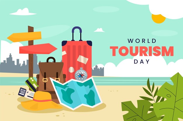 Flat background for world tourism day celebration