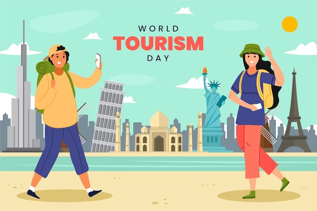 Flat background for world tourism day celebration