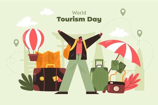 Flat background for world tourism day celebration