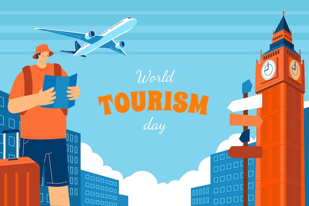 Flat background for world tourism day celebration