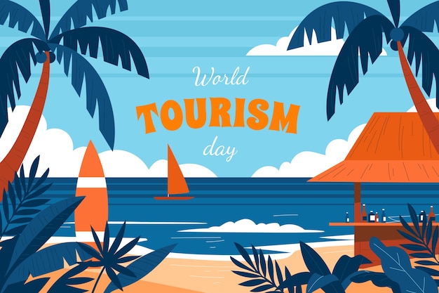 Flat background for world tourism day celebration