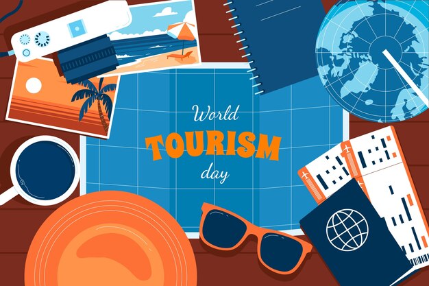 Flat background for world tourism day celebration