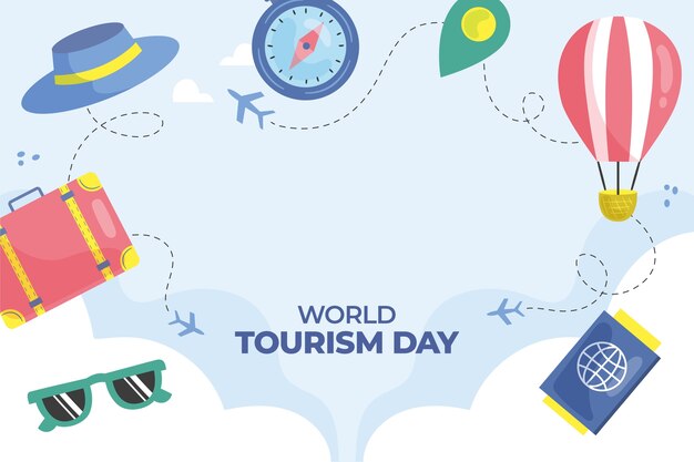 Flat background for world tourism day celebration