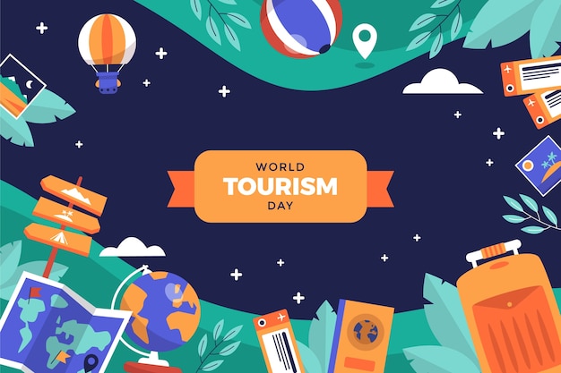 Flat background for world tourism day celebration