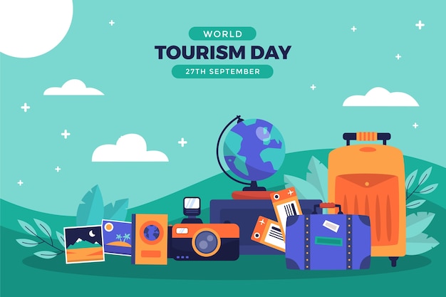 Flat background for world tourism day celebration