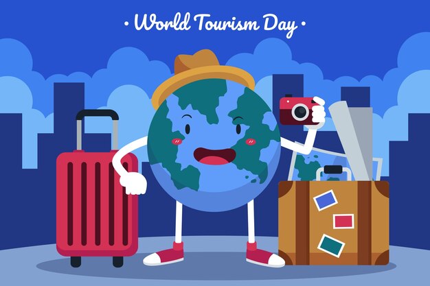 Flat background for world tourism day celebration