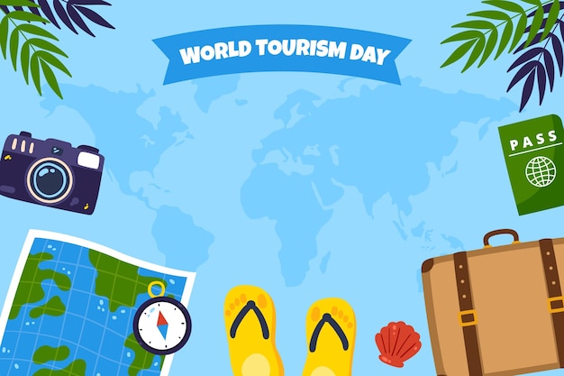 Free vector flat background for world tourism day