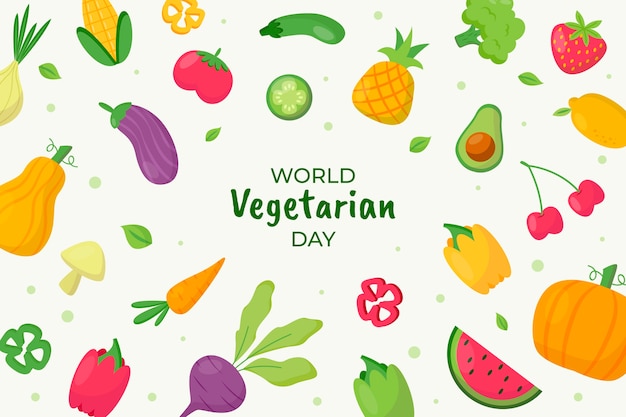 Flat background for world vegetarian day