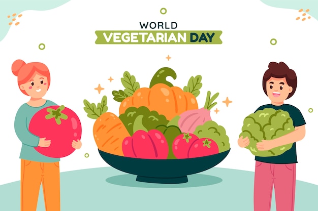 Flat background for world vegetarian day