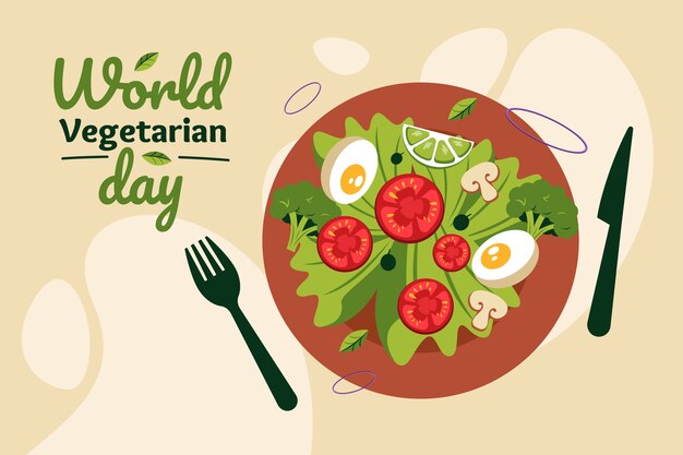 Flat background for world vegetarian day