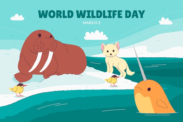 Free Vector flat background for world wildlife day