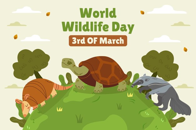 Flat background for world wildlife day