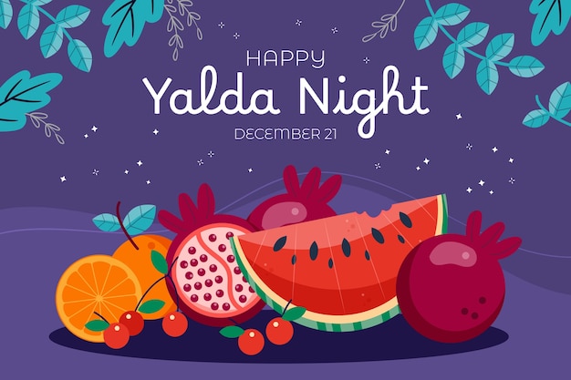 Free vector flat background for yalda night celebration