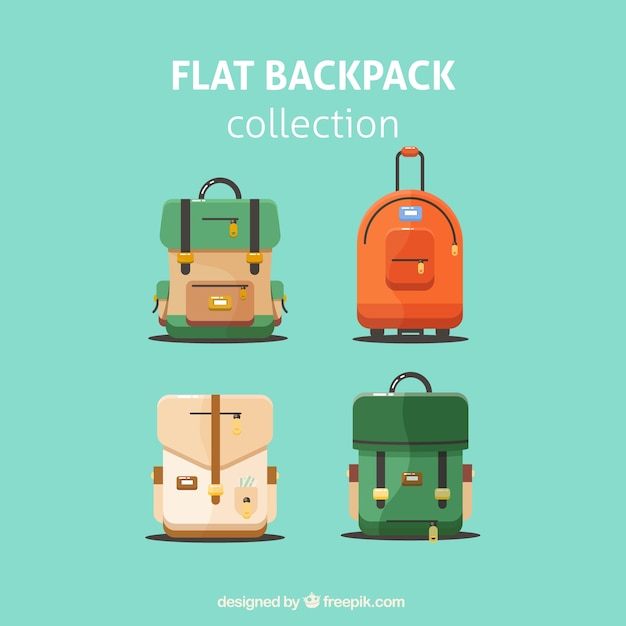 Free Vector flat backpack collection