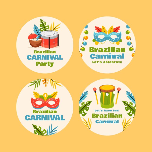 Flat badges collection for brazilian carnival celebration