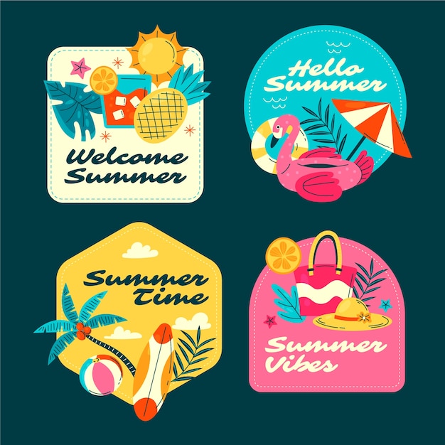 Flat badges collection for summer season