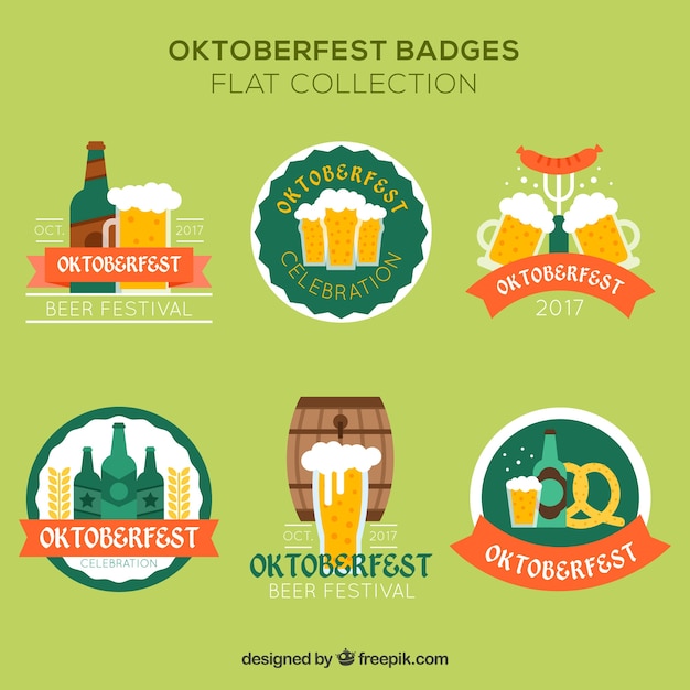 Free Vector flat badges for oktoberfest