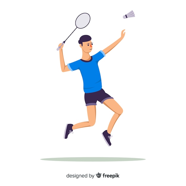 Free vector flat badminton player with racket