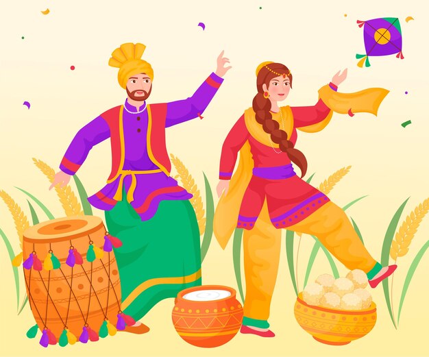 Flat baisakhi illustration