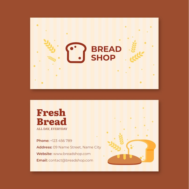 Flat bakery shop business card