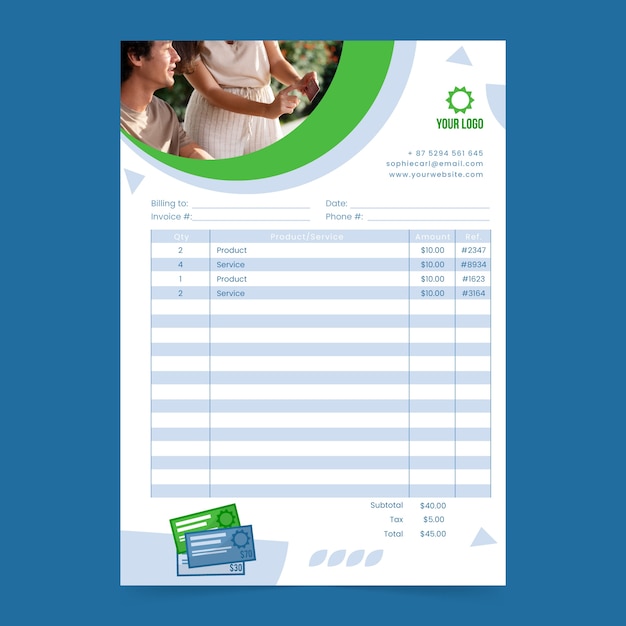 Flat bank and finance invoice template