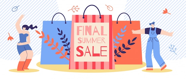 Flat Banner Advertising Final Summer Sale Cartoon.