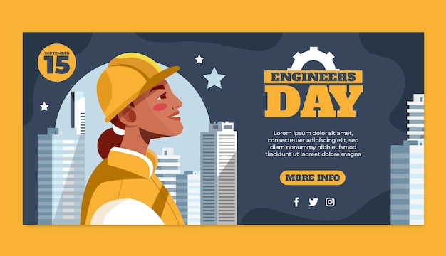 Free vector flat banner template for engineers day celebration