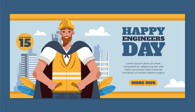 Free vector flat banner template for engineers day celebration