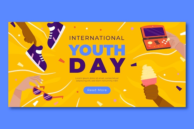 Free Vector flat banner template for international youth day