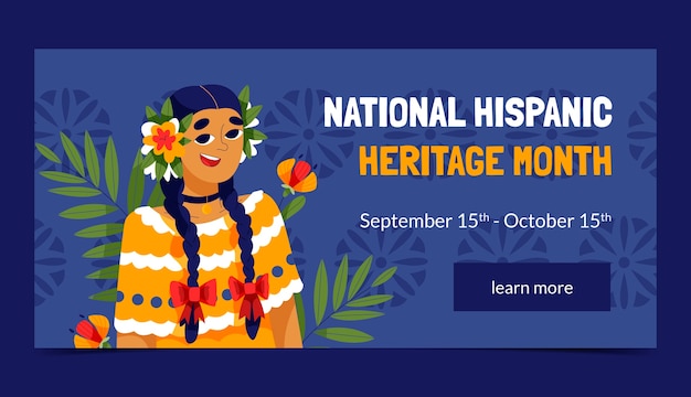 Free Vector flat banner template for national hispanic heritage month